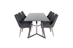 Marina Dining Table - Black top / Black Legs +Leone Dining Chair - Walnut legs - Black Fabric_6
