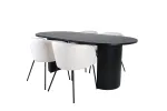 Bianca Oval Dining Table - Black / Black Veneer+Berit Chair - Black / Beige Velvet_4