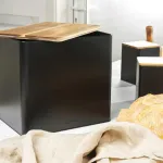 BW128991 Toronto Bread Bin Black/Wooden