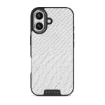 Glacial Desert - White Snakeskin iPhone 17 Case, Elite Dark (MagSafe) / Silver