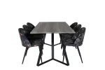 Marina Dining Table - 180*90*H75 - Grey / Black+Velvet Dining Chair - Black Flower fabric_6