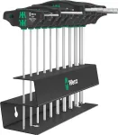 Wera 454/10 HF Set Imperial 2 T-handle screwdrivers + rack, 10 pieces