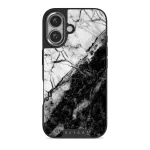 Fatal Contradiction - Black & White Marble iPhone 16 Case, Elite Dark (MagSafe) / Silver