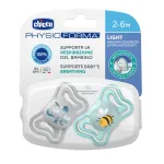 CHICCO-710372-PHYSIO LIGHT imemik 2&ndash;6 kuud, silikoonist, 2 tk, sinine
