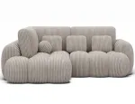 Cozion Corner Sofa Bed with Storage, White Velvet, Left-Hand Facing, Modern, White