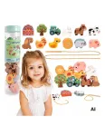 WOOPIE GREEN Wooden Threading Machine Farm 13 pcs.