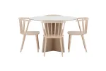 Bootcut Round Dining Table &Oslash;110x75 Beige/Stone + Bobby Chair 2-pack Whitewash _4