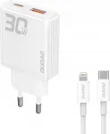 &bdquo;Dudao&ldquo; A30EUL GaN-laadija, 1x USB-A, 1x USB-C, 30 W, valge