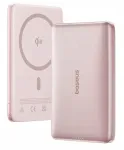 &bdquo;Baseus&ldquo; v&auml;lisakku &bdquo;PicoGo AM41 Ultra-Slim&ldquo; 10 000 mAh, 27 W, &uuml;hilduv Qi2 ja MagSafe standarditega, 30 cm pikkuse punutud valge USB-C-kaabliga &ndash; roosa (6932172691691)