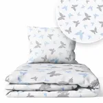 Cover set -  2 pcs - 135x100, 40x60 - BUTTERFLY - BLUE / GREY