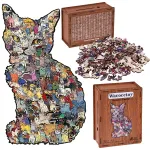 Wooden puzzle CAT 2 in 1 Piggy bank with cross - VINTAGE A3 195pcs ZA6553