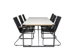 Texas Dining Table 200*100 - Black Alu / Teak / Grey Spray stone+Bois Armchair -