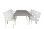 Levels Dining Table 160/240*90 - White Alu / Grey Aintwood +Santorini Arm Chair