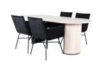 Bianca Oval Dining Table - White Wash / Black Veneer+Petra Chair - Black / Black Velvet_4
