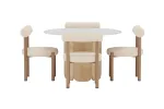 Tekla Round Table &Oslash;120x75 Nature/Calacatta + Tillo Chair 2-packWhite _4