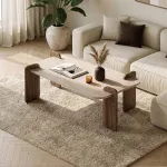 Kohvilaud, Hanah Home, travertiin, Venezia p&auml;hklipuu, 147 x 35 x 87