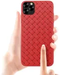 "Woven Pattern Design Soft Case iPhone 11 Pro" Red
