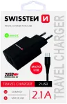 Smart IC Travel 2xUSB-A 2,1 A / 10,5 W + Micro USB 1,2 m, must