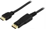 DELTACO DisplayPort-HDMI kaabel koos heliga, Ultra HD 30Hz, 1m, must / DP-3010