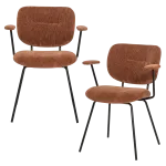 BRINT DINING CHAIR WITH ARMREST RUST BROWN - SET OF 2 [fsc]