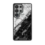 Fatal Contradiction - Black & White Marble Samsung Galaxy S25 Ultra Case, Elite Dark (Magnetic) / Silver