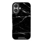 Noir Origin - Black Marble iPhone 16 Plus Case, Elite Dark (MagSafe) / Silver