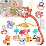 Squirrel Cot Mobile with Projector, Music, Remote Control and Hanging Toys ZA6271