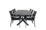 Rives Dining Table 200*100cm - Black Acacia+Parma Arm Chair (stackable) - Black