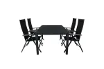 Marbella Table 160/240 - Black/Black+Albany Light 5-pos - black / Black textilene and grey teak_4
