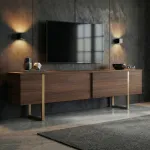 TV-alus, Hanah Home, Milano p&auml;hklipuu, kuldne, 180 x 50 x 30