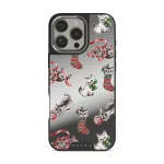 Merry Kitty - iPhone 16 Pro Case, Elite Mirror Dark (MagSafe) / Silver