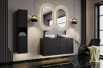 Apollo Black 2 LED-peegel vannituppa, 90 &times; 70 cm