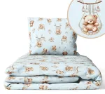 Bedding set - 5 parts - 120/90/360 - BEAR in the BASKET - BLUE