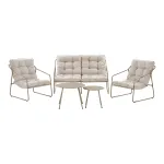 Nilo Lounge set, steel, sand, incl. cushions