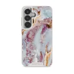 Frozen Leaves - Cute Marble Samsung Galaxy S25 Case, Elite Light (Magnetic) / Silver