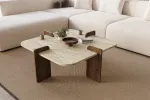 Kohvilaud, Hanah Home, travertiin, p&auml;hklipuu, 90 x 35 x 90