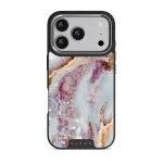 Frozen Leaves - Cute Marble iPhone 17 Pro Case, Elite Dark (MagSafe) / Silver