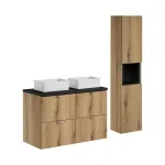 100 cm m&ouml;&ouml;blikomplekt koos lauaplaadiga, lauaplaadile paigaldatava &bdquo;Gaja&ldquo; valamuga ja k&otilde;rge kapiga &bdquo;set-noa b black 100 cm s un gaja sw hc&ldquo;