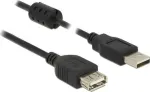 "Delock USB 2.0 pikenduskaabel, USB 2.0 t&uuml;&uuml;p A pistik > USB 2.0 t&uuml;&uuml;p A pistikupesa, 3,0 m, must"