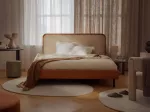 Velvet Bed With Headboard, "Aveline", 155x214x117 Made in Europe