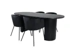 Bianca Oval Dining Table - Black / Black Veneer+Berit Chair - Black / Black Velvet_4