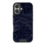 Drifting Shores - Line Art iPhone 16 Plus Case, Elite Dark (MagSafe) / Silver
