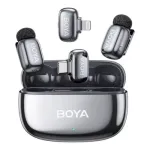 Boya Microphone Wireless Mini 2-01 2.4GHz, AI Powered Noise Cancellation with 2 transmitters and 2 receivers (Type-C and Lightning) Space Gray