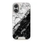 Fatal Contradiction - Black & White Marble iPhone 16 Case, Elite Light (MagSafe) / Silver