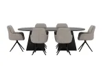 Bootcut Oval Dining Table Black + Manchi Chair 2-pack Black/Brown _6
