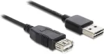 "Delock pikenduskaabel EASY-USB 2.0, pistik t&uuml;&uuml;p A > USB 2.0 pistikupesa t&uuml;&uuml;p A, must, 5 m"