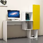 &Otilde;ppelaud, Hanah Home, valge Kollane, 145 x 74,8 x 45, cm
