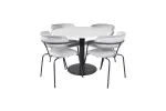Estelle Round Dining Table &oslash;106 H75 - White / Black+Arrow armchair - Black Legs - Grey Velvet_4