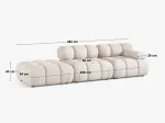 Velvet Right Modular Sofa, "Bellis", 4 Seats, 282x94x70 Made in Europe