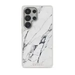 Satin White - Marble Samsung Galaxy S25 Ultra Case, Elite Light (Magnetic) / Silver